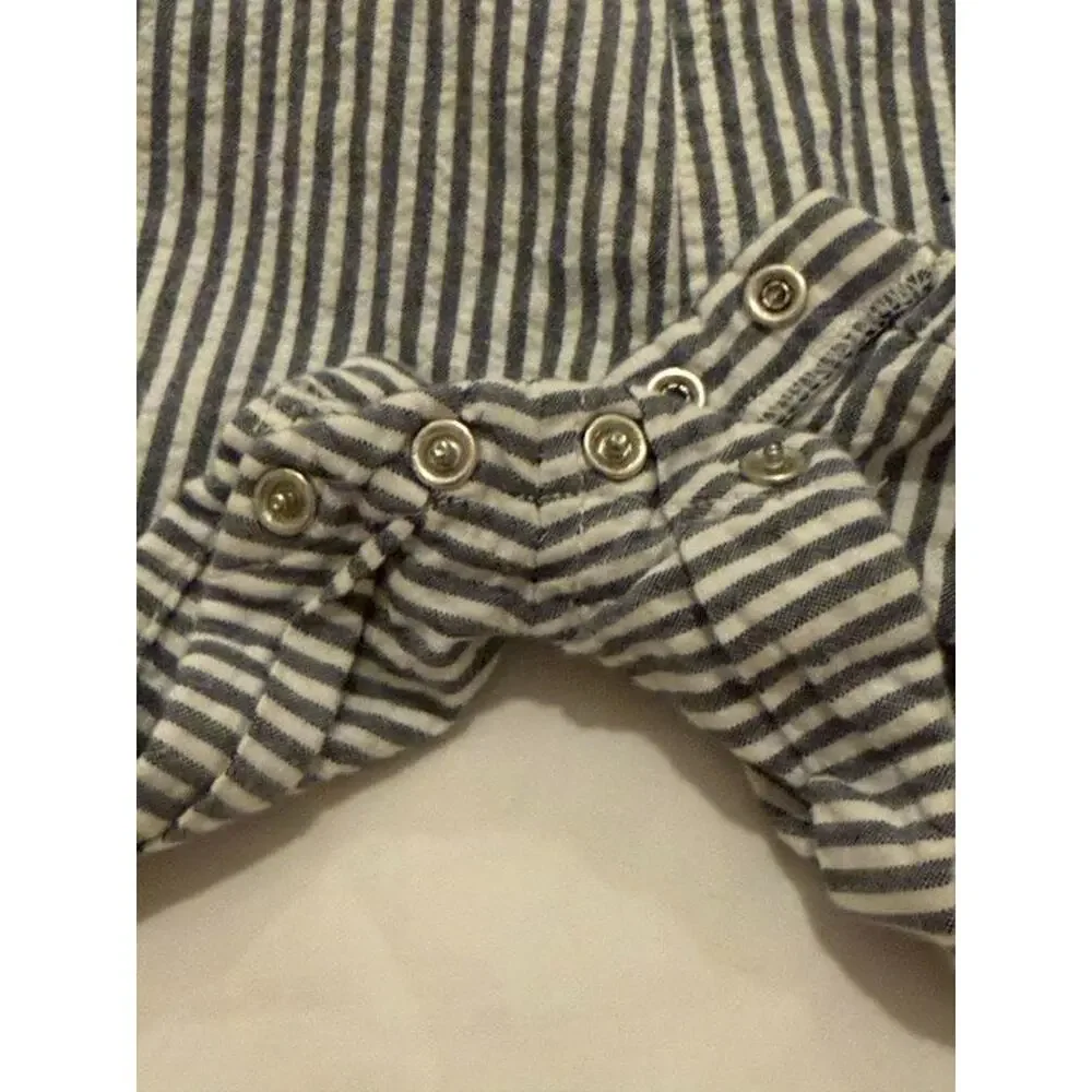 Little Me 2 Pc Toddler Set Stripped Overalls Romper Top Shorts 6 M